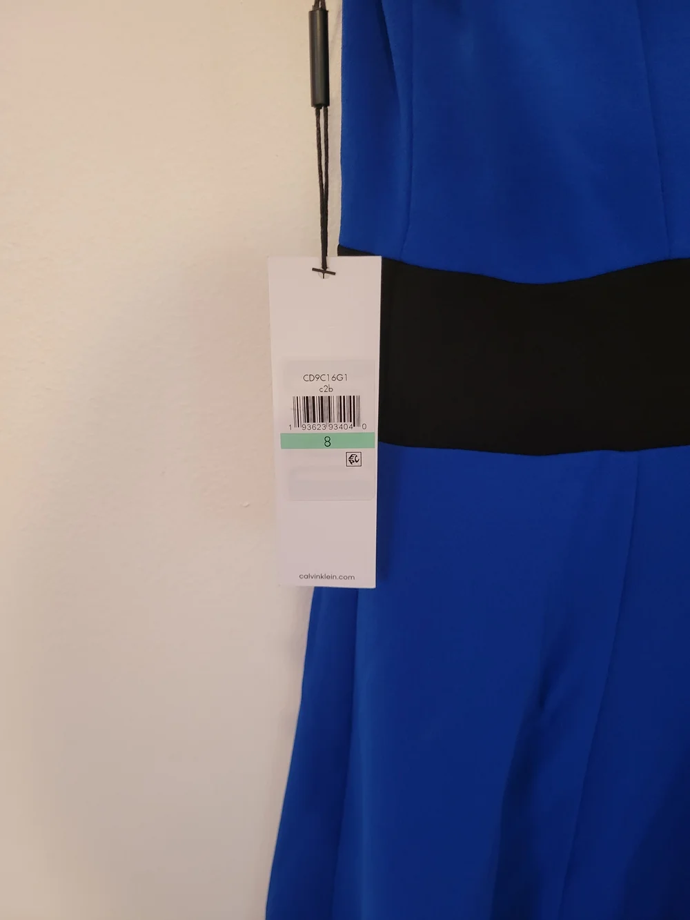 Calvin Klein Royal Blue Fit & Flare Dress with Black Trim - Picture 7 of 9